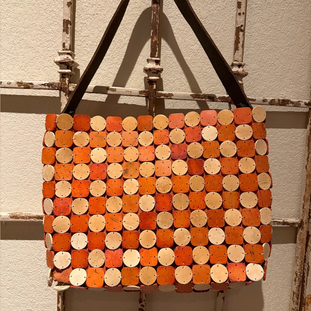 Handcrafted Just Nutts Orange and Cream Mosaic Tote Bag